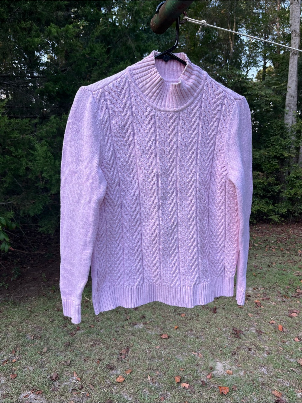 croft & barrow Light Pink Cable Knit Turtleneck Sweater